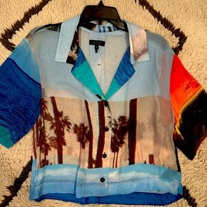 Rag & Bone tropical, crop button-up, size small.
